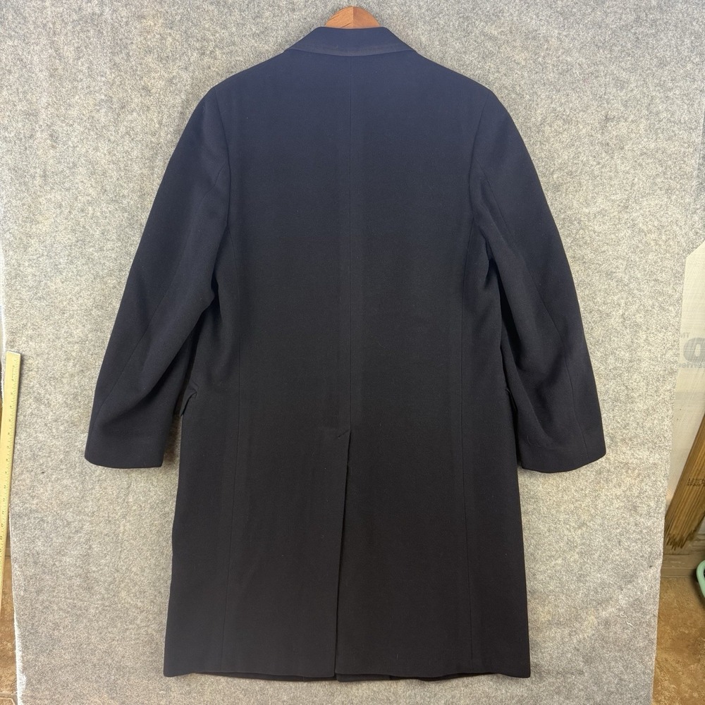 Vintage Karamai 100% Cashmere Overcoat Dark Navy Mens 44 Union Made Top Coat - Picture 2 of 13